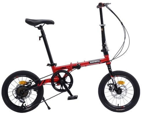 Kcolic Leichte Klappfahrräder, 9 Gang Fahrrad, Superleichtes Studenten Klapprad, Leichter Aluminiumrahmen, Doppelscheibenbremsen Vorne B,16in
