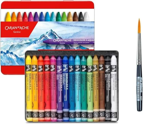 Caran d'Ache Neocolor II, Aquarell-Wachsmalstifte, Aquarellstifte, 15 Stück und Davinci 943