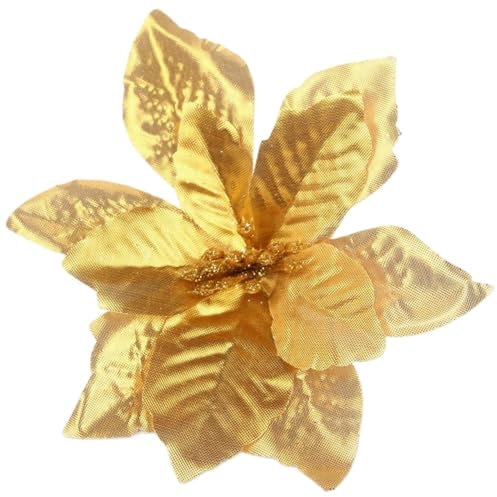 dvnFWKc Decorate Artificial Flowers, 10 stücke Glitter Gefälschte Blumen Künstliche Blumen Weihnachten Baum Ornamente Hochzeit Party Wohnkultur Blumen Liefert(Gold)