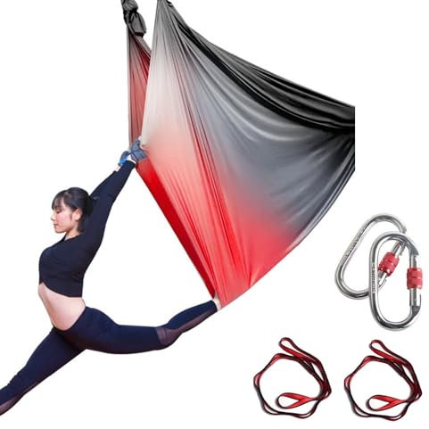 Aerial Yoga Hängematten-Set, niedrige Dehnung, Antennenseide zum Aufhängen, Akrobatiktuch für Yoga, vertikale Schaukeltuch, Hängematte, bunt, D (5 x 2,8 m)