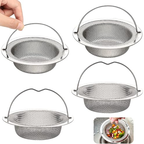 Lot de 4 Filtre Evier Cuisine,Filtre à éVier de Cuisine, Bouchon Evier Cuisine, CréPine de Vidange D’éVier en Acier Inoxydable, Filtre à éVier en Acier Inoxydable, Tamis D'éVier de Cuisine