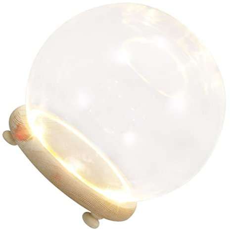 VOSAREA Glass Dome Cover Wood Base Luminous Display Case Preserved Flower Protective Cover Handicraft Decoration Glass Dome Display Case for Desktop Adornment