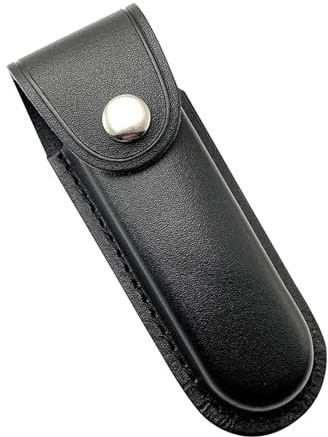 aiyraa Knife Bag for Belt (Black), Pocket Knife Case, Leather Folding Knife, Pocket Knife, Belt Bag, Pocket Knife Case with Press Stud and Loop, Knife Sheath Pocket
