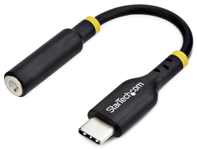 StarTech.com 12,7 cm (5 tum) USB-C till 3,5 mm TRRS hörlur/headset uttag ljudadapter, 32-bitars DAC, USB C Aux Dongle för PC/telefon