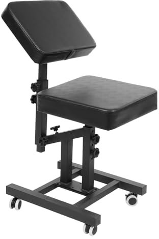 DUOSAMY Tabouret à roulettes avec dossier - Pivotant à 360° - Hauteur réglable de 80 à 98 cm - Pour bureau, salon, massage, spa, studio de tatouage - Noir