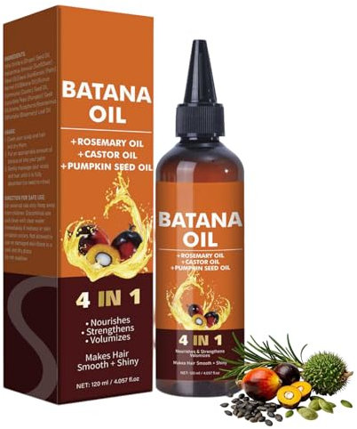 Batana Oil for Hair Growth & Strengthening 120ml, 4-in-1 Natural Formula Liquid Batana Oil with Rosemary Castor Pumpkin Seed Oils, Non-Greasy Scalp Care Oil for Dry Frizzy Hair