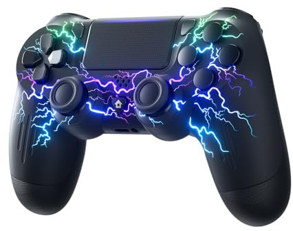 Générique Manette sans Fil pour PS4, 2025 Update Wireless Pro Controller pour PS4/Slim/Pro avec Lumière LED, 1000mAh Batterie Rechargeable, 6 Axes et Dual Vibration, Prise Audio 3,5 mm
