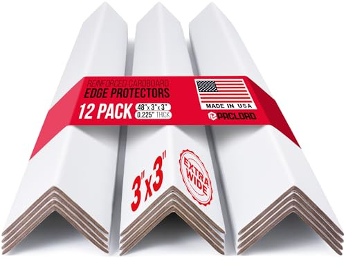 Paclord Extra-Wide 48 x 3 x 3 Reinforced Cardboard Edge Protectors (Pack of 12) – 0.225 Heavy-Duty Thickness – Cardboard Edge Protectors for Shipping – American Quality Pallet Edge Protector