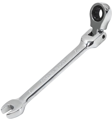 Llave Combinada de Carraca 9 mm Herramienta de llaves de Trinquete ángulo Ajustable de 180 °,72 Dientes, Acero al Cromo Vanadio