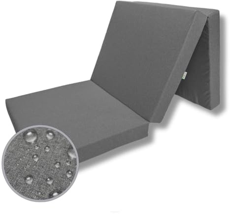 FORTISLINE Klappmatratze 195x60x9 cm - 3-teilige Faltmatratze als Gästematratze, Campingmatratze und Wohnwagenmatratze, wasserabweisender Outdoor-Bezug, Abnehmbarer Bezug, Oeko-TEX Standard 100