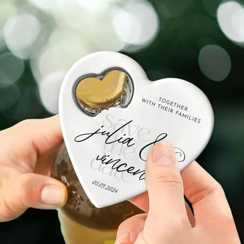 Apribottiglie personalizzato a forma di cuore, apribottiglie a forma di cuore, souvenir di nozze, apribottiglie sfuso, bomboniere di nozze, regalo (10 pezzi)