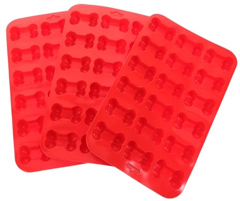 ULTECHNOVO Moldes de Silicona Hueso 3 Piezas Rojo Molde para Dulces Pasteles y Cubitos de Hielo Resistente al Frío para Repostería y Manualidades Familiares