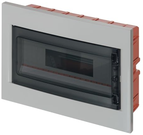 Tableau électrique IP40, montage encastré, 18 modules, 430 x 260 x 80 mm, cadre gris, armoire avec porte transparente fumée, boîte de distribution pour installations électriques, professionnel