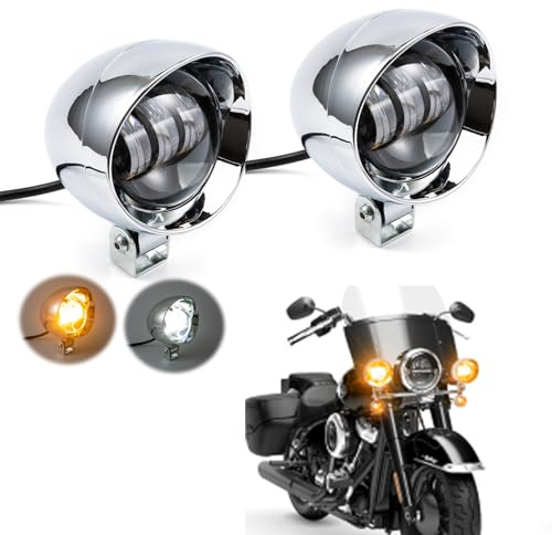 APEBAZY 2 Stück LED Zusatzscheinwerfer für Motorräder Universelle Motorrad Scheinwerfer Nebelscheinwerfer für Motorräder Kompatibel mit Chopper Bobber Cruisers Cafe Racer ATV SUV