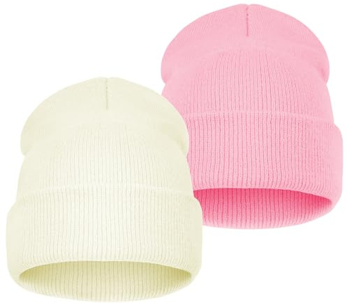 AOOSA 2PCS Bonnet pour Child Hiver, Doux et Confortable Bonnet Unisexe en Tricot pour Enfants, Garçon Fille Beanies Chaud de 3 à 10 Ans, Adapté à Un Usage Quotidien et Sports Extérieurs