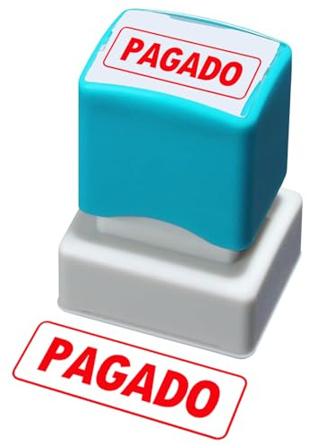 Sello de Oficina PAGADO - Sello de Tinta Automática en Color Rojo para Facturas, Documentos y Gestión Administrativa (40x20 mm)