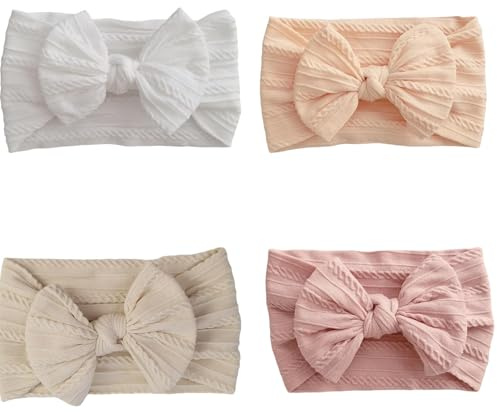 HOPEYMY26 4 st turban pannband för bebis, mjukt knutar huvudbonad, knutar för bebisflicka, babyflicka pannband för nyfödd, småbarn, fotograferingstillbehör, flerfärgad