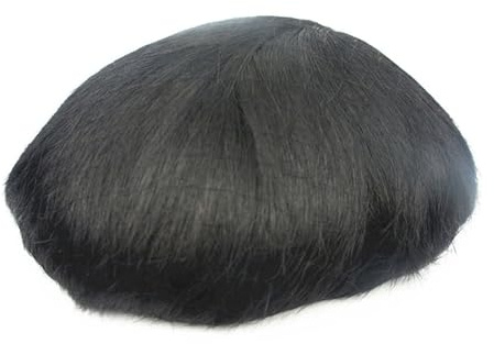 Toupet Herren #1B Off Black Toupet for Männer Teile Herren Ersatz Haarteil 100% europäisches Echthaar Spitze und PU-System Herren Perücken(6x9)