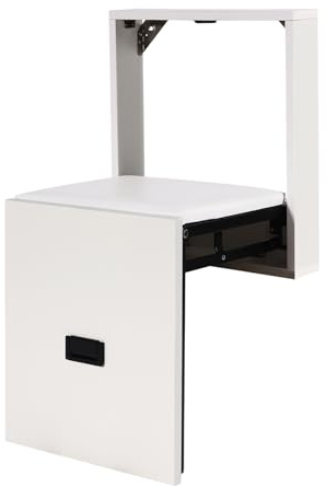 Salmeee Sgabello pieghevole da parete, pieghevole per ingresso, stabile seduta pieghevole in legno con PVC, portata fino a 150 kg per corridoio