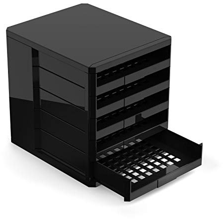 SOTECH Büroablage schwarz 275 x 320 x 330 mm | Schubladenbox mit 5 ausziehbaren Ablagen