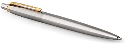 Parker Jotter Gel Pen | Stainless Steel with Gold Trim | Medium Point Black Ink (0.7 mm) | Gift Box