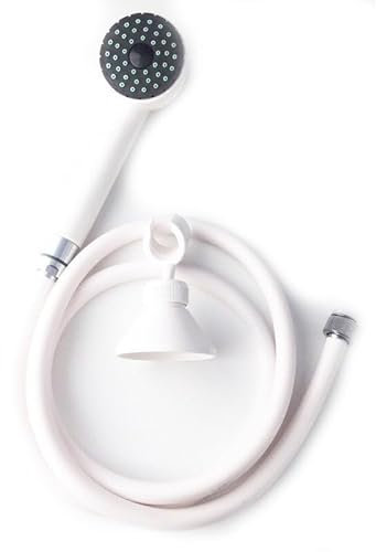 BAGNOCLIC Kit de Douche Blanc Complet avec Flexible Lisse 150 cm, Support réglable en ABS et douchette anticalcaire