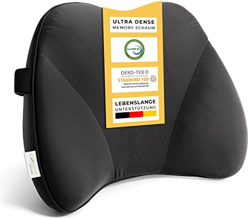 COMFYCENTRE Rückenkissen für Büro, Auto und Rollstuhl - Hochwertiges Lendenkissen aus Memory Foam - Lordosenstütze Perfekt für Linderung von Rückenschmerzen oder mehr Sitzkomfort