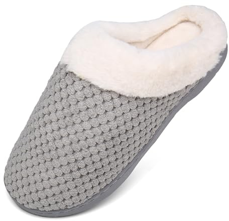Mishansha Pantuflas Invierno Espuma Memoria Hombre Mujer, Gris, 38/39
