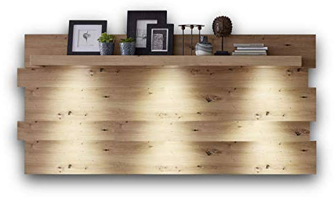 Stella Trading LOFT-TWO Großes Wandboard in Artisan-Eiche Optik, graphit - Hochwertiges & vielseitig einsetzbares Wandregal - 202 x 93 x 24 cm (B/H/T)