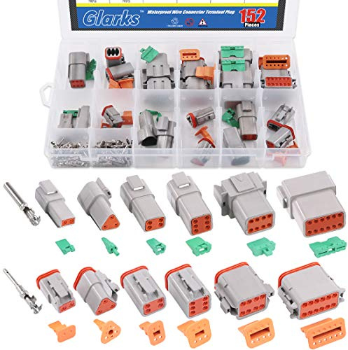 Glarks 152Pcs 2 3 4 6 8 12 Pin Way Sealed Gray Male and Female Auto Waterproof Electrical Wire Connector Plug 22-16AWG Connector for Motorcycle, Scooter, Car, Truck, Boats