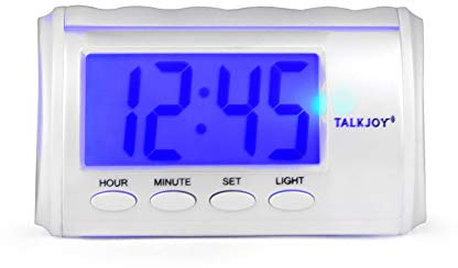 Sprechender Wecker mit Licht Nachttisch Senioren Uhr mit Zeitansage Uhrzeit auf Knopfdruck standfester Blindenwecker Blindenuhr Sprechende Uhr für Menschen mit Sehbehinderung (Deutsche Zeitansage)