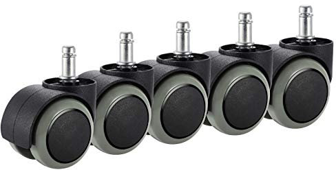PChero Lot de 5 roulettes pour chaise de bureau Compatible uniquement avec les chaises (diamètre de la tige : 10 mm, longueur de la tige : 22 mm) – Très résistantes 250 kg