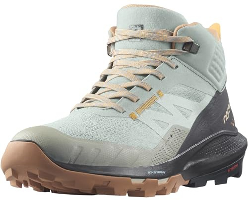 SALOMON Chaussures Outpulse Mid GTX W Ebony/Qush/EbonSneaker pour Femme, Fer forgé ébène Orange Flamboyant, 38 EU