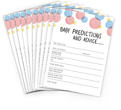 Huxters Baby Shower Game - Baby predictions and Fun Advice Cards - Baby Prediction Cards Baby Shower - Ultra Thick Card 350gsm - Environmentally Friendly - A6 Size Pack of 20