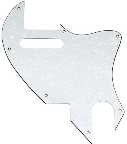 Musiclily Pro 7 Löcher Gitarren Schlagbrett Pickguard für Fender F-Hole Hybrid Tele Style E-Gitarre, 4-lagig White Pearl