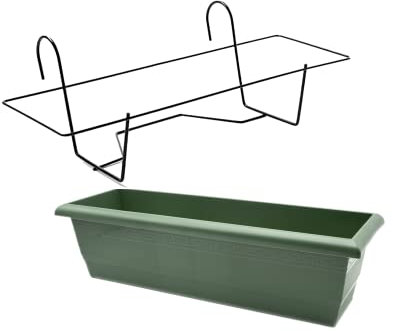 CABLEPELADO Jardinera 60cm con Soporte de Metal - Balconera 60 cm - Soporte metálico y Jardinera Fabricada en PP Apto balcón, jardín, Patio, Interior o Exterior - Color Verde