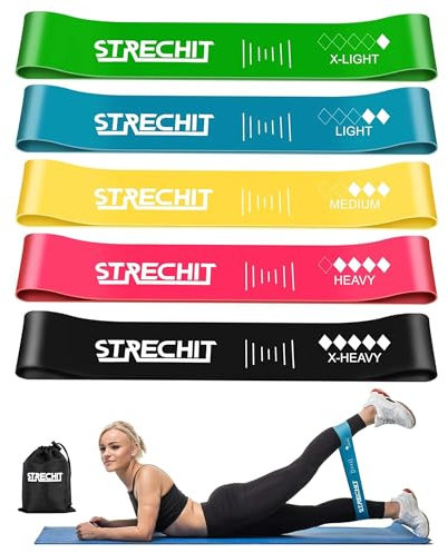 Resistance Bands for Men and Women with Different Resistance Levels for Shaping Legs & Glutes - Exercise Band for Gym, Yoga, Home Exercise, Workout with Carrying Bag & Posture Guide (5, Multi Colour)