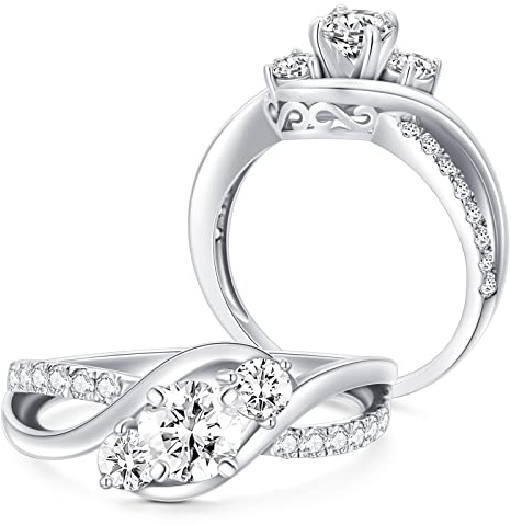 Molioaki 9 Karat (375) Verlobungsring Gold Weißgold eheringe damen Diamantring Brillantschliff 5A Zirkonia ring Verlobung Hochzeit Geschenk mit CZ