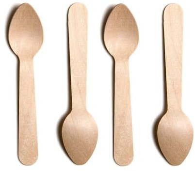 Pack of 100 - Wooden Teaspoons 110mm - Eco-Friendly, Compostable and Biodegradable Birch Wood Small Teaspoons Ideal for Stirring Tea/Coffee, Hot Drinks and Soft Beverages