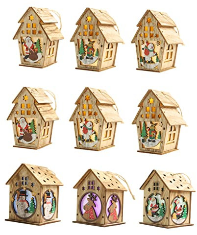 Decorazioni Natalizie Con LED Arredi Natalizi Rustici Casetta Ornamenti Natalizi Villaggio Di Natale In Legno Luminoso Faro Con Luci In Legno Appendere Ornamenti Natalizi
