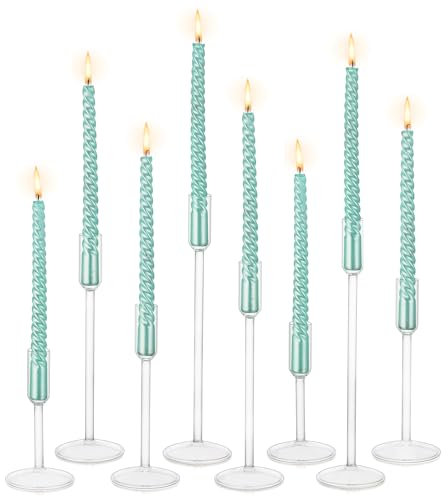 Hewory Kerzenständer Glas Kerzenhalter Stabkerze：8er Set Klar Stabkerzenhalter Hochzeitsdeko Kerzenständer Stabkerzen für Deko Wohnzimmer Weihnachten Tischdeko