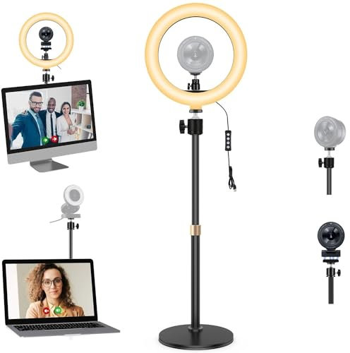 Kiyo Pro Webcam Selfie-Licht Halterung, 26 cm Ringlicht mit magnetischer Tisch-Halterung, kompatibel mit Razer Kiyo, Kiyo Pro, Kiyo X und Anker Webcams