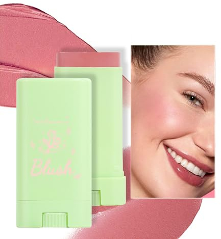 Cream Blush Blusher Stick for Cheek Make up, Creamy Soft Cream Blushes Contour, 3-in-1 Lip Cheek Eye Red Peach Pink Milk Blush, Weightless Long-Wearing Natural, Buildable Skin Tint