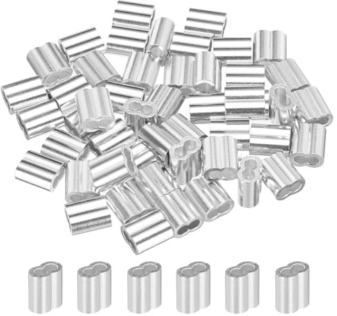 sourcing karta 1 tum 2,5 mm aluminium presshylsa dubbel trådhylsa för kablar kabelledning ände silver 50 st