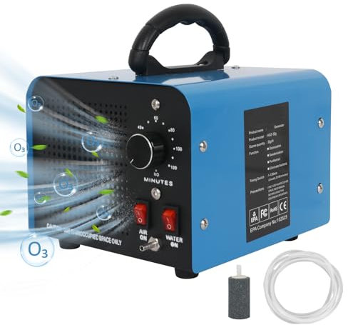 Auveach Ozongenerator Ozonmaschine mit Zwei Wasser/Luft Reinigungsmodi, 32000mg/Std Industrieller Tragbar Ozongerät Ozoner Luftreiniger mit 120min Timer für Zimmer Autos Garage