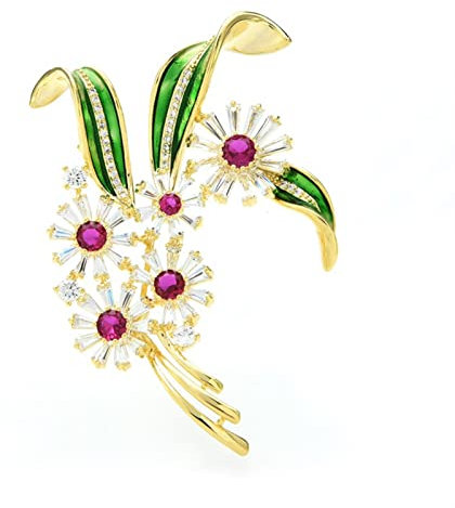 Brosche Elegante Emaille-Blume for Damen, klassische Party-Brosche, blumenförmige Brosche, Damenmode-Accessoires Damen-Brosche (Color : Pink)