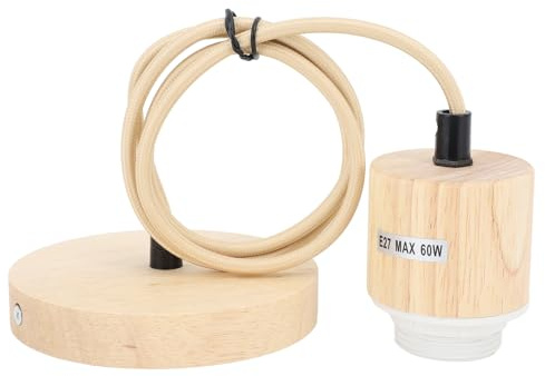 Fockety Holz-Pendelleuchten-Kabel-Set, 3,2 Fuß Vintage-Industrie-Hängeleuchte, E27-E26-Fassung, Deckenleuchten für Bauernhaus, Schlafzimmer, Kücheninsel, Festverdrahtete Installation