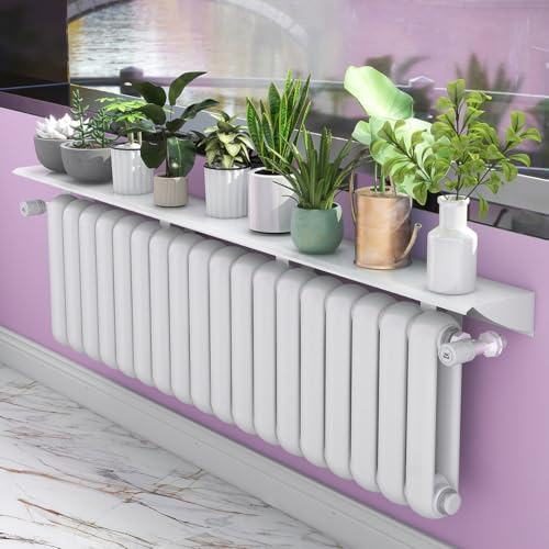 GXHYSW Heizkörperregal Ohne Bohren, Heizkörperverkleidung Weiß Modern Rauchdicht Staubdicht Heizungsregal aus Aluminiumlegierung mit 5 cm Halterung für Aufbewahrung und Dekoration, 50CM