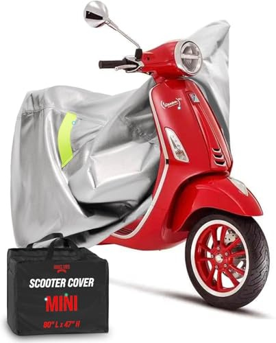 Badass Moto Ultimate Scooter Cover For Vespa Cover, Moped Cover Waterproof Outdoor For Honda Ruckus Scooter Cover Fits Honda Super Cub Heavy Duty Motorcycle Cover For Yamaha Zuma 125 Cover, Light Gray