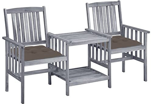 ARKEM Gartenstühle mit Teetisch und Kissen Gartensessel Garten Set Balkonsessel StüHle FüR DraußEn Terrassen Stuhl Massivholz Akazie - 3061325